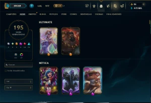 Ouro 3 com TODOS os Champs e 195 Skins ( Nivel 672 ) - League of Legends LOL