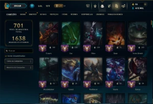 Ouro 3 com TODOS os Champs e 195 Skins ( Nivel 672 ) - League of Legends LOL