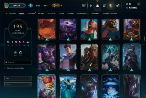 Ouro 3 com TODOS os Champs e 195 Skins ( Nivel 672 ) - League of Legends LOL