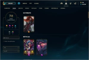 Conta prata 3 com 104 Champs e 70 Skins - League of Legends LOL