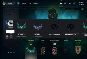 Conta Platina 1 com TODOS os champ e 427 Skins + 4 Prestigio - League of Legends LOL