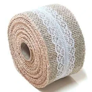 Fita de Juta com Renda - Rolo 9,14 m - Larguras - Artesanato e Personalizados