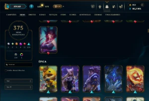 Bronze 1 com TODOS os Champs e 375 Skins +2 Prestigios - League of Legends LOL