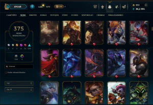 Bronze 1 com TODOS os Champs e 375 Skins +2 Prestigios - League of Legends LOL