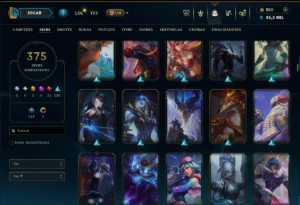 Bronze 1 com TODOS os Champs e 375 Skins +2 Prestigios - League of Legends LOL