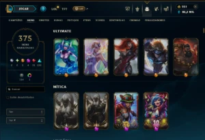 Bronze 1 com TODOS os Champs e 375 Skins +2 Prestigios - League of Legends LOL