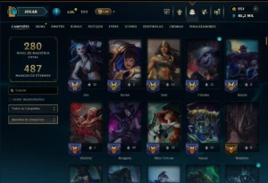 Bronze 1 com TODOS os Champs e 375 Skins +2 Prestigios - League of Legends LOL