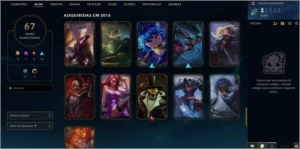 CONTA GOLD 3 COM QUASE 10 ANOS, ICONES RAROS E 67 SKINS. - League of Legends LOL
