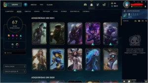 CONTA GOLD 3 COM QUASE 10 ANOS, ICONES RAROS E 67 SKINS. - League of Legends LOL