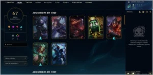 CONTA GOLD 3 COM QUASE 10 ANOS, ICONES RAROS E 67 SKINS. - League of Legends LOL