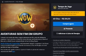 WOW - Tempo de jogo ( 60 Dias ) - Assinaturas e Premium