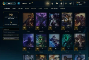 Platina 1 com 60 Champs e 50 Skins + 3 Espolios - League of Legends LOL