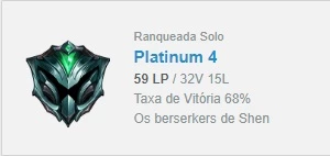 Contas Platinas - League of Legends LOL