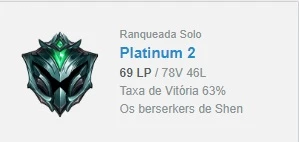 Contas Platinas - League of Legends LOL