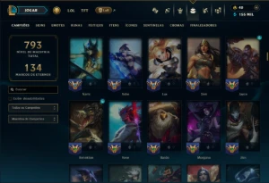 Platina 4 com TODOS os Champs e 264 Skins +16 Vitoriosas - League of Legends LOL