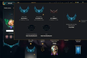Platina 4 com TODOS os Champs e 264 Skins +16 Vitoriosas - League of Legends LOL