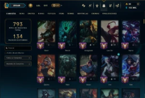 Platina 4 com TODOS os Champs e 264 Skins +16 Vitoriosas - League of Legends LOL