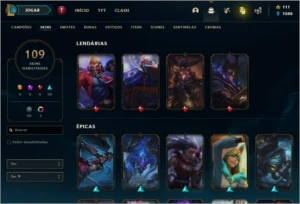 CONTA 109 SKINS + 7 ESPÓLIOS DE SKINS - League of Legends LOL