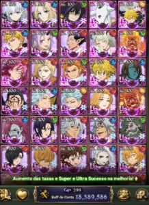CONTA END-GAME - 18KK BOX CC + COLABS + MUITOS RECURSOS - Seven Deadly Sins