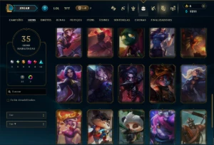 Unranked com 60 Champs e 35 Skins - League of Legends LOL
