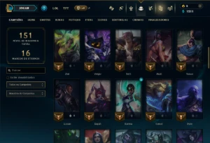 Unranked com 60 Champs e 35 Skins - League of Legends LOL