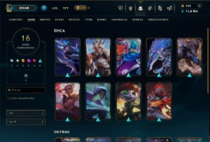 Prata 2 com 50 Champs e 16 Skins - League of Legends LOL