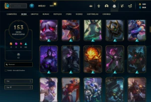 Conta bronze 1 com TODOS os champs e 153 Skins - League of Legends LOL