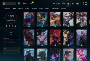 Conta bronze 1 com TODOS os champs e 153 Skins - League of Legends LOL
