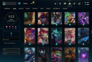Conta bronze 1 com TODOS os champs e 153 Skins - League of Legends LOL
