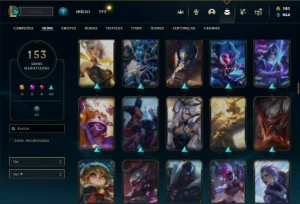 Conta bronze 1 com TODOS os champs e 153 Skins - League of Legends LOL