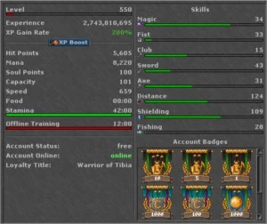 Royal Paladin lvl 550 25% Loyalt Prey 3 liberada - Tibia