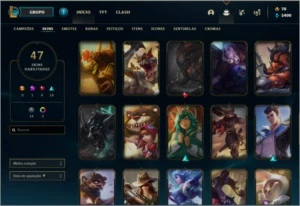Conta do Lol nível 260, prata III com 47 skins - League of Legends