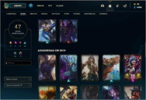 Conta do Lol nível 260, prata III com 47 skins - League of Legends