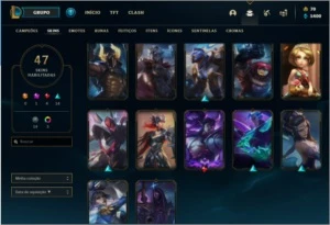 Conta do Lol nível 260, prata III com 47 skins - League of Legends