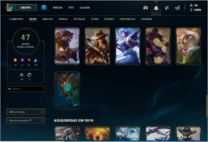 Conta do Lol nível 260, prata III com 47 skins - League of Legends