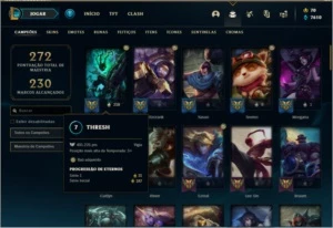 Conta do Lol nível 260, prata III com 47 skins - League of Legends