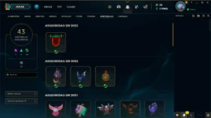 Conta League of Legends com mais de 500 skins LOL