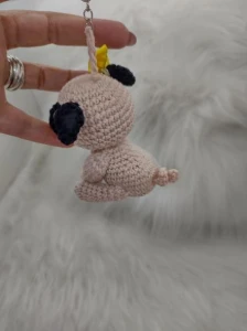 Mini Pug De Crochê - Chaveiro - Artesanato e Personalizados
