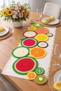 Trilho de Mesa Crochê Frutinhas - Artesanato e Personalizados