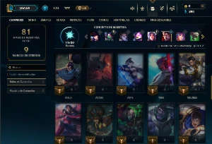 Conta Platina 4 com 40 campeões e 11 skins - League of Legends LOL