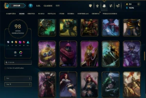 Bronze 4 com TODOS os Champs e 98 Skins (Mais de 300 Jogos) - League of Legends LOL