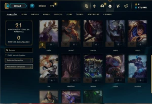 Mestre com 25 Champs e 13 Fragmentos de Skins - League of Legends LOL