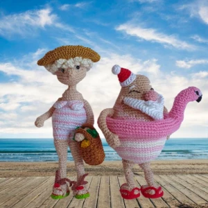 Papai Noel e Mamae Noel de férias Bichinhos de Croche (cada) - Artesanato e Personalizados