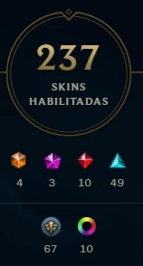 Conta lvl 144, ouro 4, 237 skins - League of Legends LOL