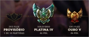 CONTA PLATINA 4 - League of Legends LOL