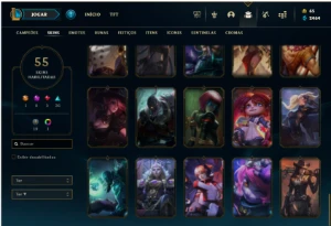 Platina 3 com 130 Champs e 55 Skins ( ADC / MID ) - League of Legends LOL