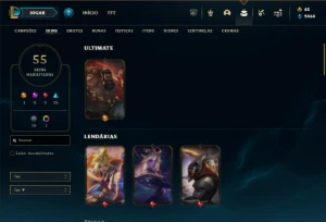 Platina 3 com 130 Champs e 55 Skins ( ADC / MID ) - League of Legends LOL