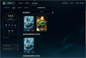 Conta LoL plat 5 368 skins - League of Legends