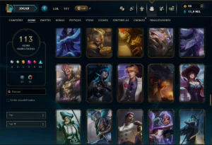 Prata 2 com TODOS os Champs e 113 Skins (Mais de 500 Jogos) - League of Legends LOL