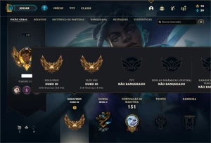 Conta Ouro 3 com 70 Champs e 54 Skins + 2 Prestigios - League of Legends LOL